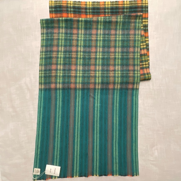 Acne Studios Ombre Plaid Virgin Wool Blanket Scarf Wrap 84”x27”Made in Italy NWT - Picture 11 of 16